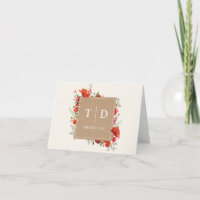 Monogram Poppy Wildflower Cardstock Wedding Thank