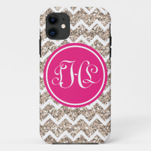 Monogram Preppy Chevron in Gold Glitter Case-Mate iPhone Case