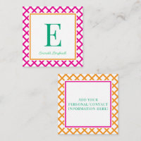 Monogram Preppy Harlequin Hot Pink & Green