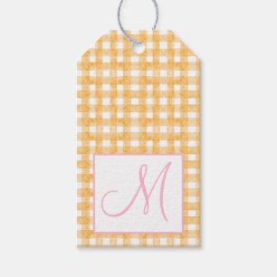 Monogram Preppy Pumpkin Bows Thanksgiving Gift Tags