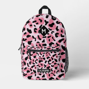 Monogram pretty and cute animal pattern Pink Printed Backpack