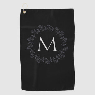 Monogram Pretty Floral Wreath Golf Towel