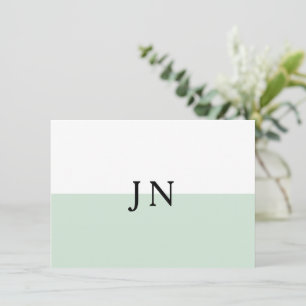 Monogram Pretty Green Pastel White Colour Block Card