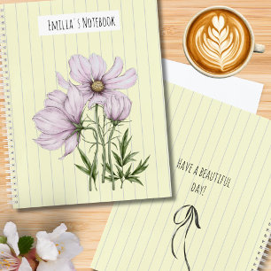 Monogram pretty pastel retro 50s Purple floral Notebook