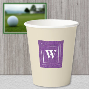 Monogram, Pretty Purple Denim Print 8oz Paper Cups