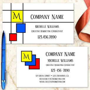 Monogram Primary Colours Marketing Business Card