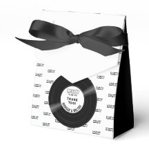 Monogram Print Elegant Vinyl Record Black & White