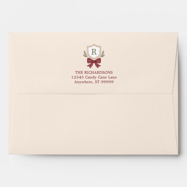 Monogram Printed Return Address Christmas Envelope (Back (Top Flap))