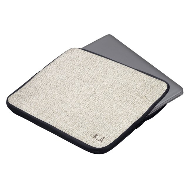 Monogram Professional Beige Linen Texture Laptop Sleeve (Front Top)