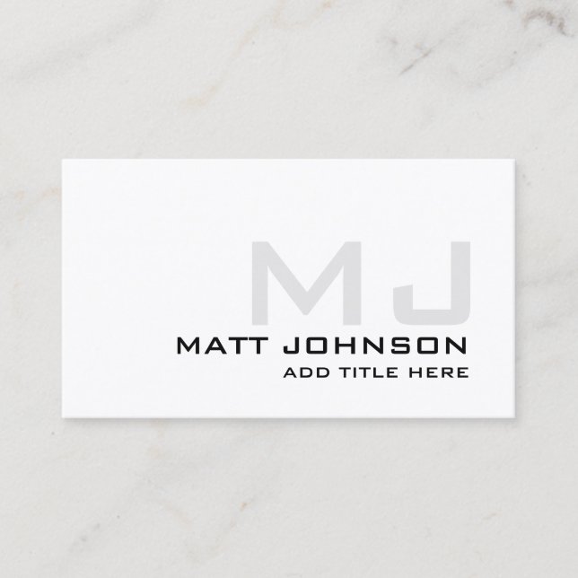 Monogram Professional Black White Business Card (Front)