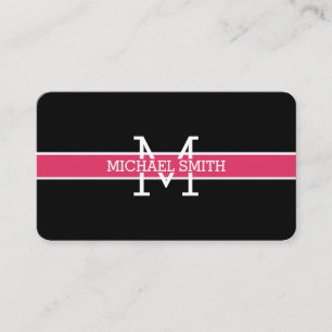 Monogram Professional Cerise Horizontal Line Business Card