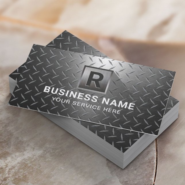 Monogram Professional Construction Repair Metal Business Card (Creator Uploaded)