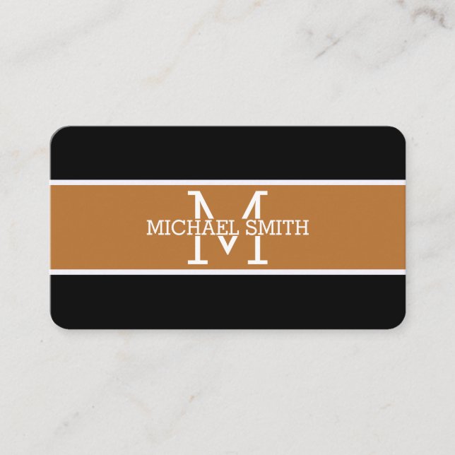 Monogram Professional Copper Modern Business Card (Front)