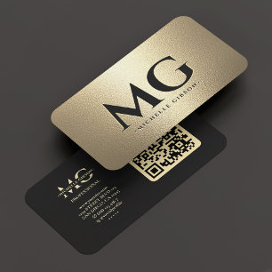 Monogram Professional Elegant Black Gold Business Card