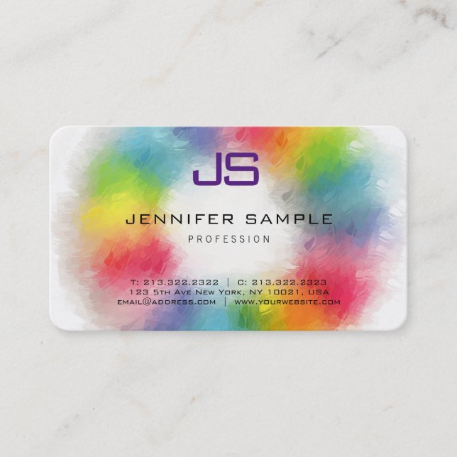 Monogram Professional Elegant Colourful Template Business Card (Front)