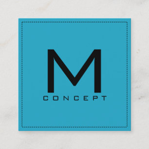Monogram Professional Elegant Modern Ball Blue Square Business Card