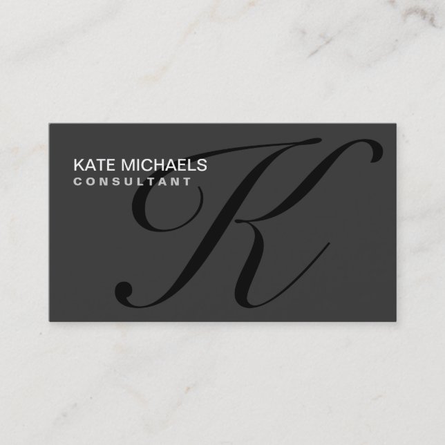Monogram Professional Elegant Modern Black Business Card (Front)