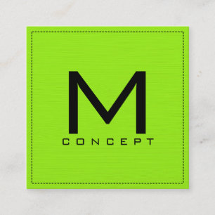 Monogram Professional Elegant Modern Lime Square Business Card
