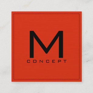 Monogram Professional Elegant Modern Red Orange Square Business Card