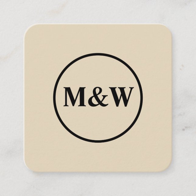 Monogram Professional Elegant Square Business Card (Front)