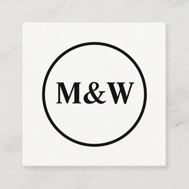 Monogram Professional Elegant Square Business Card (Front)