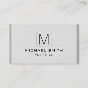 Monogram Professional Elegant White Wood #3 Business Card
