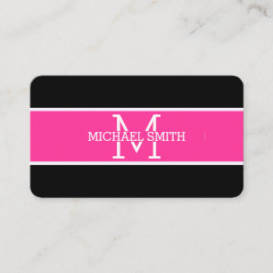 Monogram Professional Hot Pink Modern Business Card