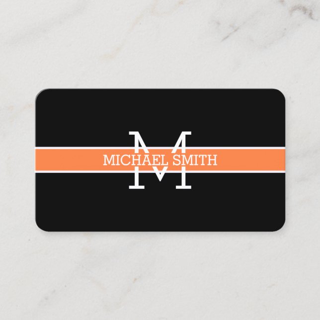 Monogram Professional Mango Tango Horizontal Line Business Card (Front)
