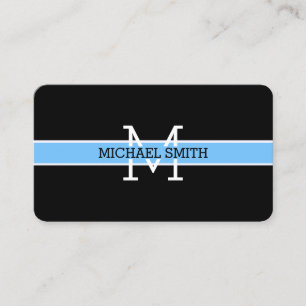 Monogram Professional Maya blue Horizontal Line Business Card