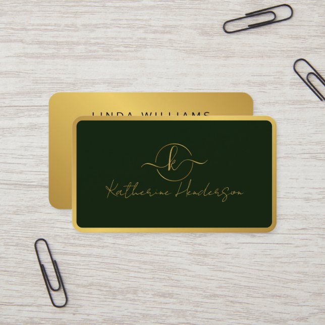 Monogram Professional Modern Dusky Gold Foil Business Card (Front/Back In Situ)