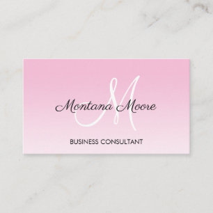 Monogram Professional Modern Elegant Pink White  Business Card