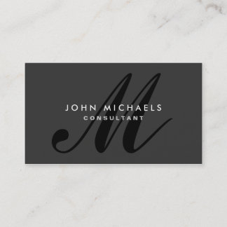 Monogram Professional Plain Elegant Black Business Card