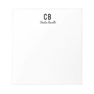 Monogram Professional Plain Minimalist Modern Notepad