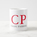 Monogram Professional Plain Red White Initials Large Coffee Mug<br><div class="desc">Easy Editing Tools. Different Types and Sizes,  Colour and Font Choices.</div>