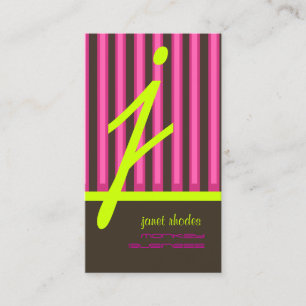 Monogram psychedelic colours/chocolate stripes business card