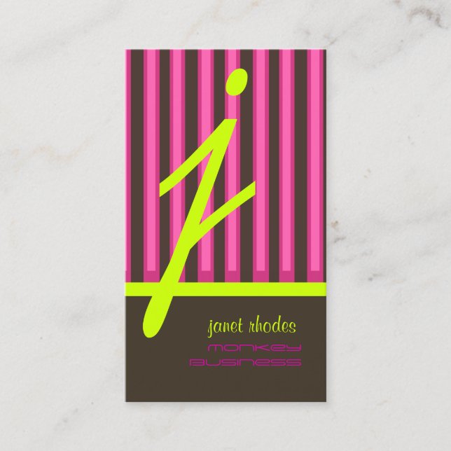Monogram psychedelic colours/chocolate stripes business card (Front)