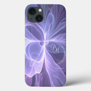Monogram Purple Abstract Modern Fractal Initials iPhone 13 Case