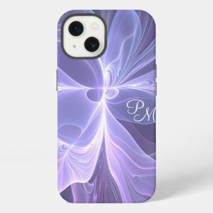 Monogram Purple Abstract Modern Fractal Initials iPhone 13 Case