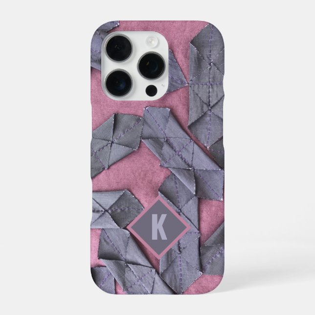 Monogram purple abstract pattern lavender mauve  iPhone case (Back)