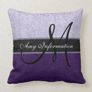 Monogram Purple and Silver Elegant Cushion
