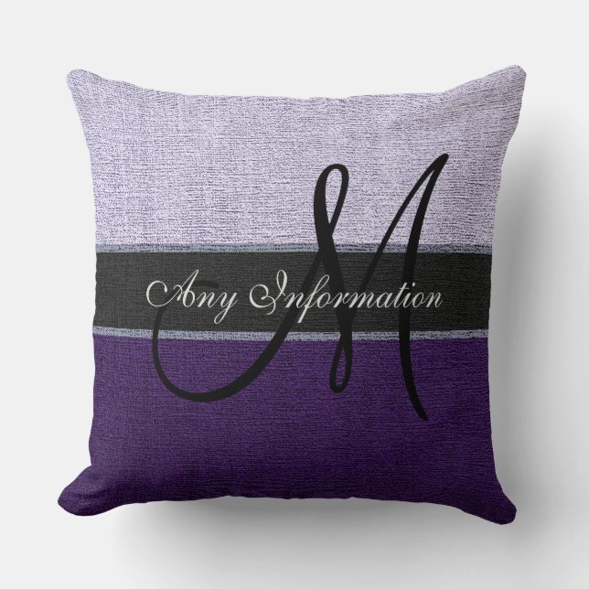 Monogram Purple and Silver Elegant Cushion (Front)