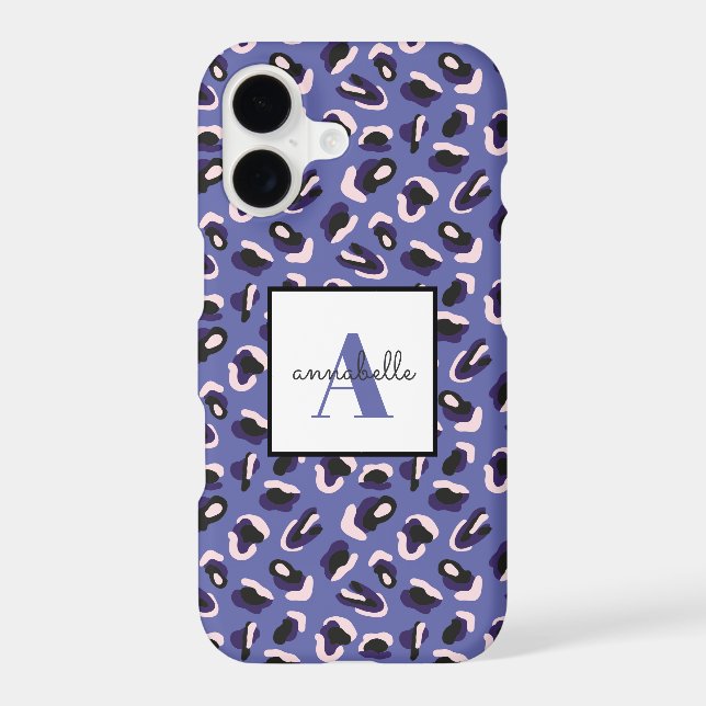 Monogram Purple Animal Leopard Print Personalised (Back)
