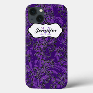 Monogram Purple Black White Swirls iPad Air Case