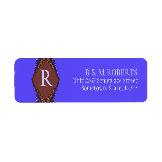 Monogram Purple Brown Lace Address Label (Front)