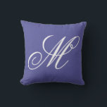 Monogram Purple Chevron Personalised Cushion<br><div class="desc">Monogram Purple Chevron Personalised Throw Pillow Cushion features a simple purple background with a soft chevron pattern overlay personalised with your custom monogram in elegant script. Designed by ©Evco Studio www.zazzle.com/store/evcostudio</div>
