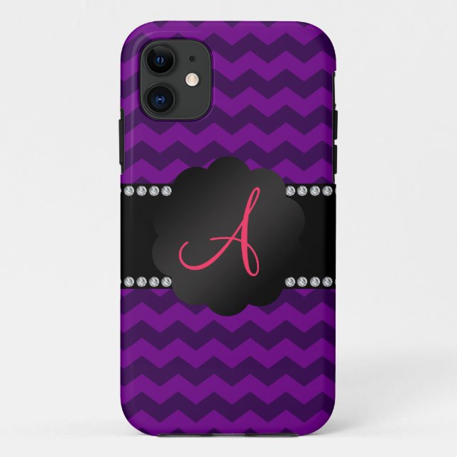 Monogram purple chevrons Case-Mate iPhone case (Back)