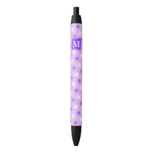 Monogram purple circles pattern black ink pen