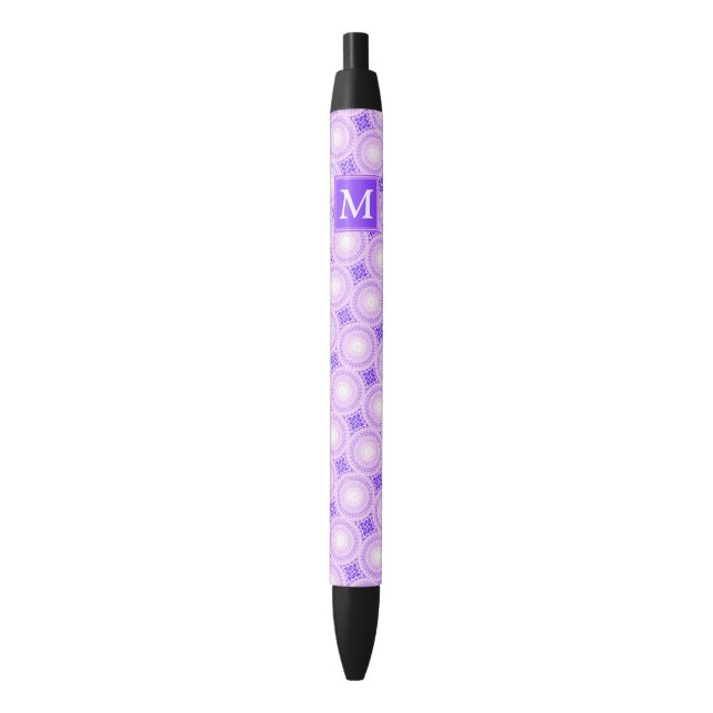Monogram purple circles pattern black ink pen (Front Vertical)