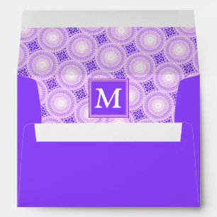 Monogram purple circles pattern envelopes