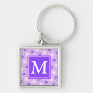 Monogram purple circles pattern key ring